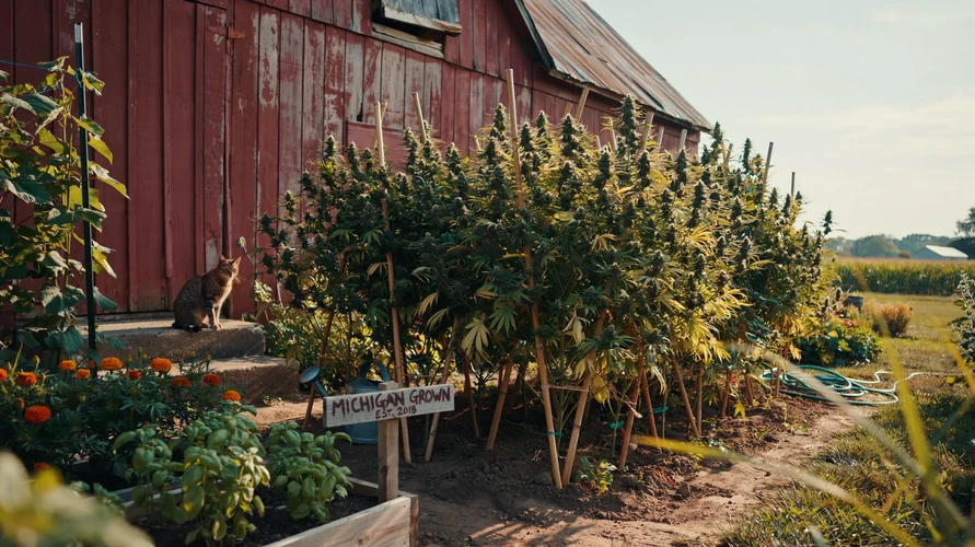 Outdoor cannabis garden in Michigan