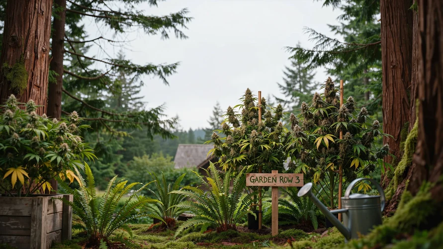 Outdoor cannabis garden in Oregon